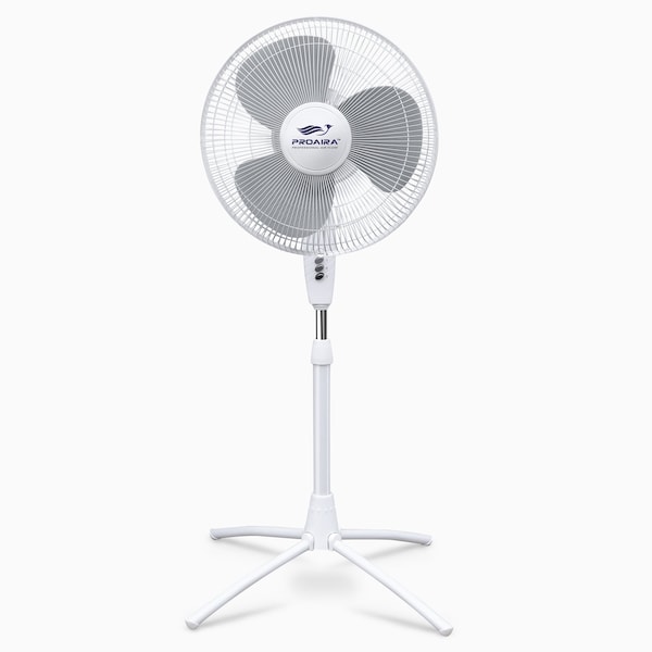 Proaira 18-inch Oscillating Pedestal Fan w/Adjustable Tilt, 3 Speed Control, White PF18W - main